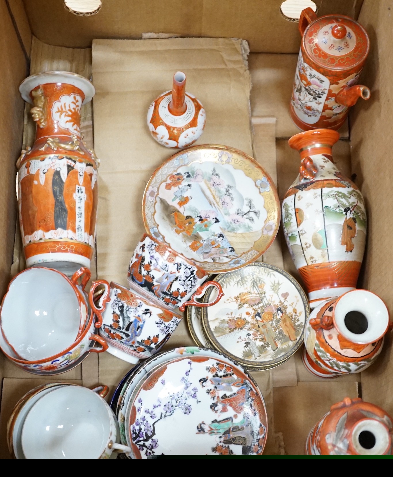 A group of Japanese Satsuma and Kutani wares, Meiji period